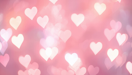 Soft pink heart bokeh pattern romantic glowing background
