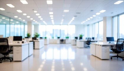 ソフトフォーカス　ぼやけたオフィスの背景画像
白色基調のモダンなオフィス
