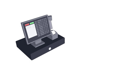 ディスプレイのあるデジタルレジのイラスト