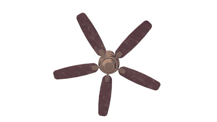 下から見たレトロな木製のシーリングファン（天井扇） - ヴィンテージインテリア 3Dイラスト 