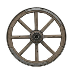 Obraz premium 3d ancient wooden wagon wheel transparent background cutout png