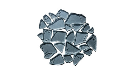 Abstract geometric fragments forming a circular pattern, representing a dynamic and modern company logo design concept with a cool blue tint and sharp edges