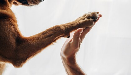 The enduring bond of friendship and loyalty beautifully captured in a tender paw-to-hand gesture