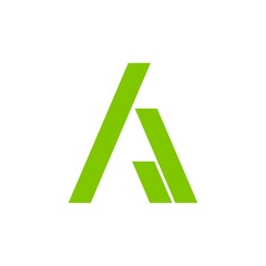 Minimalist Letter A Geometric Slant Green Logo