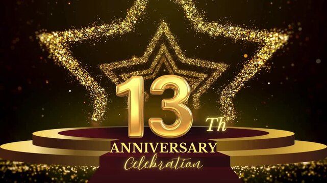 13th Anniversary Celebration Animation | Thirteen Years Milestone, Festive Motion Graphic , 13 Year Anniversary Animation | Celebration Badge, Anniversary Event Graphic