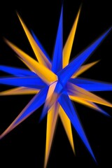 Obraz premium Vibrant blue and orange starburst on black background