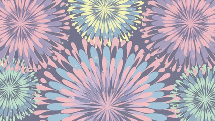 Abstract Pastel Fireworks Pattern Background with Soft Explosive Shapes
