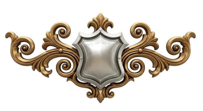 3d ornate shield emblem transparent background cutout png