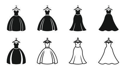 An assortment of black and white evening gowns on hangers a stylish collection © HN2.00