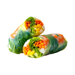 Delicious Fresh Spring Rolls Filled with Shrimp, Mango, and Crisp Vegetables