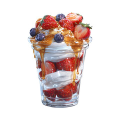 Delicious Fruit topped Yogurt Cup with Fresh Berries and Golden Drizzle