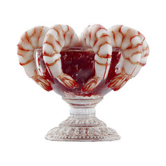 Cooked Shrimp Cocktail with Red Sauce in Elegant Glass Goblet