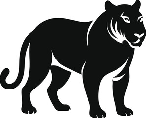 Obraz premium Simple Design of Silhouette of Tiger Walking Vector