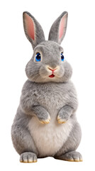 Obraz premium Cute gray rabbit with bright blue eyes.