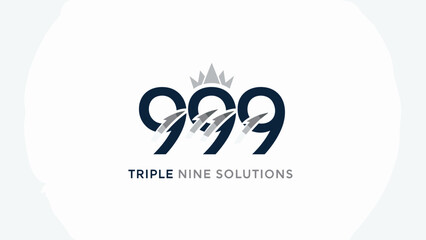 Triple Nine Solutions logo with crown and lightning bolts, Generative AI.