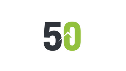 Modern logo design featuring the number fifty with an upward trend, Generative AI.