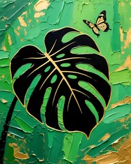 Tropical Leaves graffiti on the wall