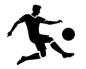 black silhouette of a man kicking a ball, vector illustration 3
