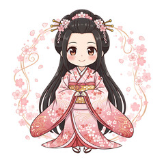 Cute Chibi Konohanasakuya Hime Blossom Goddess Vector