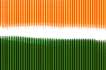 Abstract Indian flag tricolor background with vertical saffron and green stripes texture for Republic Day or Independence Day celebration graphic design