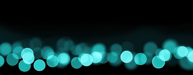 Line of glowing blue circular bokeh lights arranged in pattern on dark background, abstract technology and digital concept with beautiful light effect and modern design elements creating futuristic 