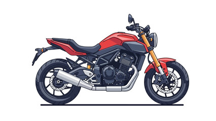 Obraz premium Red Motorcycle Vector Illustration, Sport Bike, Street Bike, Isolated on White