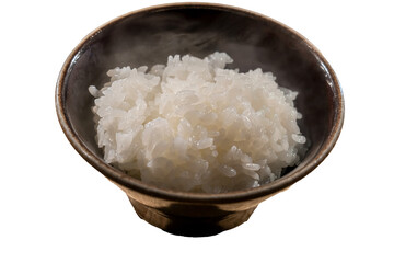 [Photo] Steamed white rice in a bowl isolated on transparent background