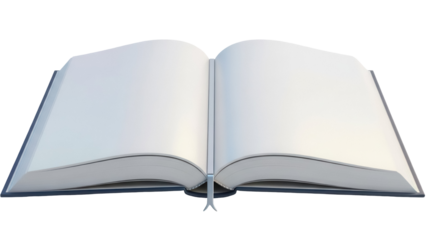 Open book with bookmark isolated PNG on transparent background, blank pages for writing or drawing, education and reading concept