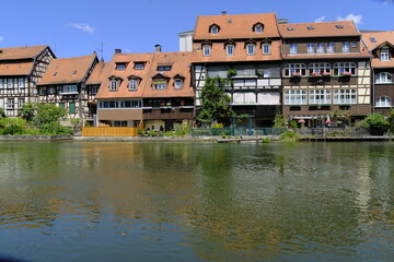 Obraz premium Die ehemalige Fischersiedlung „Klein Venedig“ in der Bamberger Inselstadt, UNESCO-Weltkulturerbestadt Bamberg, Oberfranken, Franken, Bayern, Deutschland