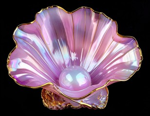 Pearlescent pink shell holds iridescent pearl