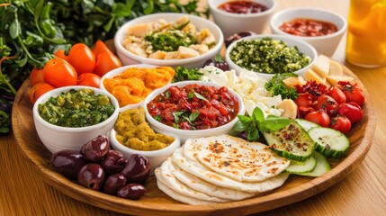 Colorful Mediterranean Antipasto Platter with Fresh Ingredients