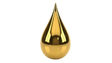 Shiny golden liquid drop PNG isolated on transparent background, precious oil or honey droplet for design and decoration