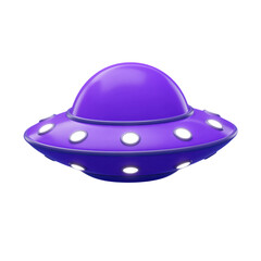 Fototapeta premium Purple cartoon UFO with white glowing lights