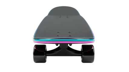 Sleek black skateboard isolated PNG on transparent background, modern electric skateboard for transportation and recreation © LUXSTORY