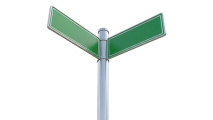 Green street sign isolated PNG on transparent background, blank road direction signage for city navigation and wayfinding design © LUXSTORY