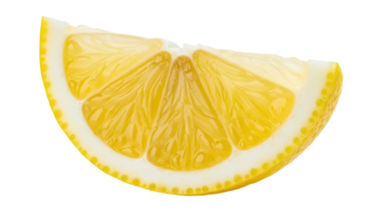Bright yellow lemon slice isolated PNG on transparent background, juicy citrus fruit for summer drinks and healthy eating concepts