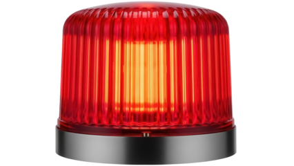 Red emergency light PNG isolated on transparent background, flashing beacon for safety and warning systems