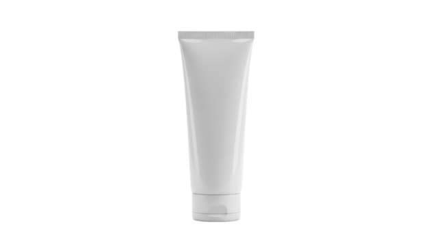 Blank white cosmetic tube isolated PNG on transparent background, mockup for cream lotion gel or toothpaste packaging design - Powered by Adobe