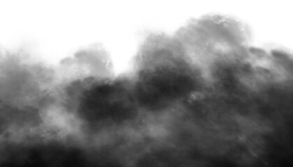 Obraz premium black smoke cloud fog dust isolated on transparent background. Colorful smoke smog misty fog steam explosion special effect. Smoke texture for Compositing, covering, overlay, design elements