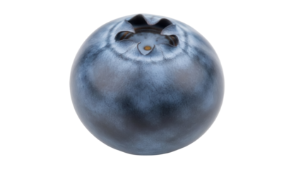 Fresh blueberry isolated PNG on transparent background, single ripe berry with natural bloom for healthy eating and fruit designs