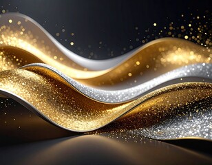 Gold & silver shimmering waves against dark background