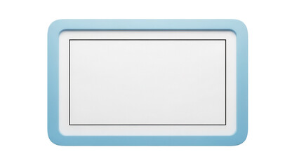 Light blue rounded frame PNG isolated on transparent background, blank sign board with space for text, notice or nameplate for office or home