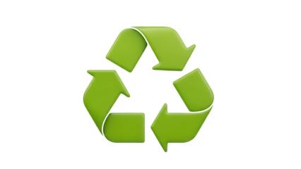 Green recycling symbol isolated PNG, eco-friendly icon for environmental awareness and sustainability projects on transparent background
