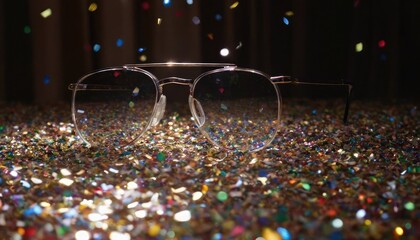 Crystal light glasses effect sparkle prism glare reflection effect. Crystal Banner optical lights, white glare, black streak  overlay. Falling confetti rainbow. 8