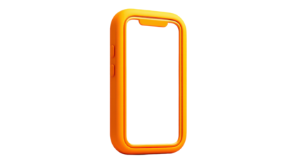 Orange smartphone protective case frame mockup isolated modern mobile accessory design realistic 3d render minimal technology object on white background