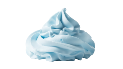 Light blue meringue swirl isolated PNG, sweet dessert topping with a delicate texture for baking and confectionery projects