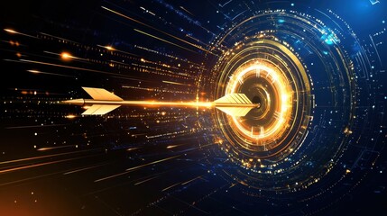 Dynamic Arrow Motion in Digital Space with Light Effects