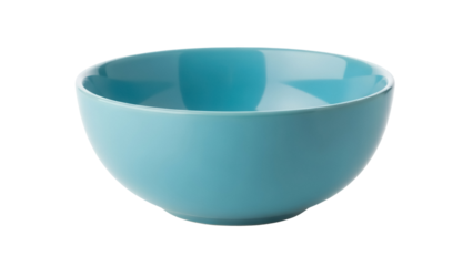 Light blue ceramic bowl isolated PNG, empty dish for food or dessert on transparent background, kitchenware and tableware