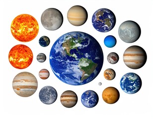 Assorted planets arranged in oval