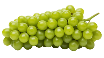 Bunch of green grapes isolated PNG on transparent background, fresh fruit for healthy eating and vegetarian diet